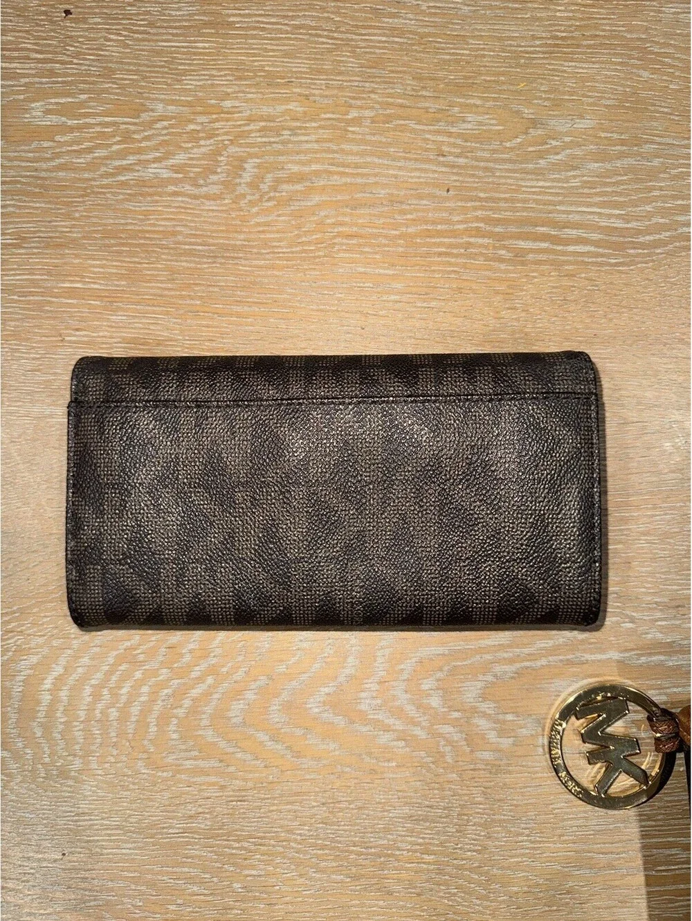 Michael Kors Jet Set Signature Snap-Pocket Tote Brown MK monogram Wallet Pouch